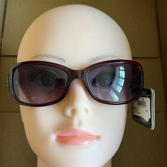 Foster Grant MaxBlock Rectangular Sunglasses Burgundy - Picture 2 of 8